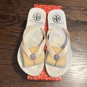 Tory Burch White Flip Flops